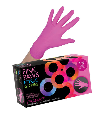 Framar Pink Paws Nitrile Gloves Small