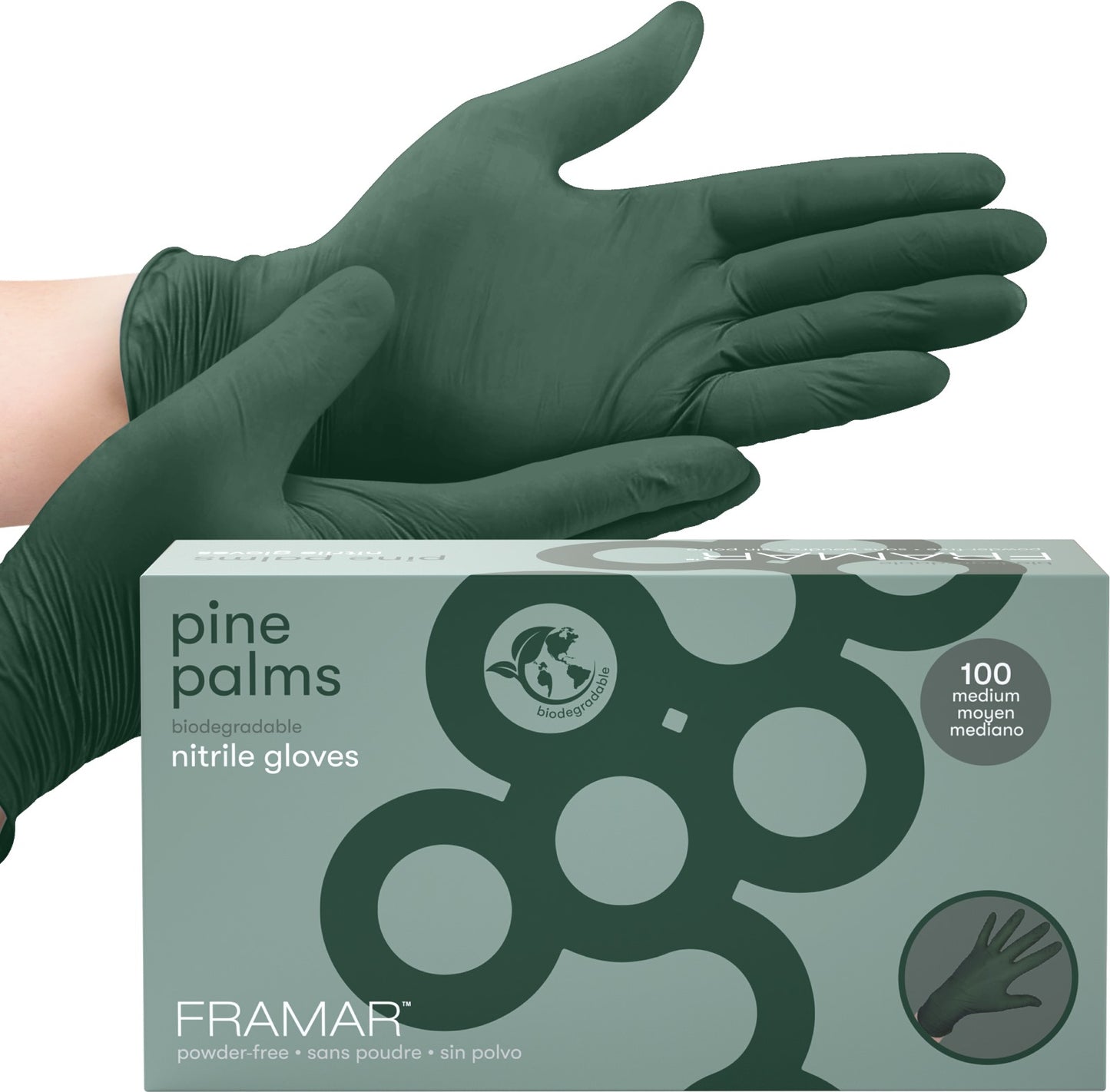 Framar Pine Palms Nitrile Gloves Medium