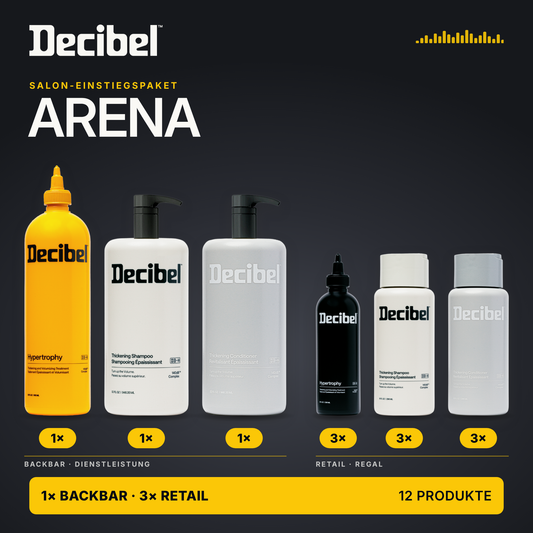 Decibel Einstiegspaket ARENA – 12 Produkte: Backbar-Set und drei Retail-Sets