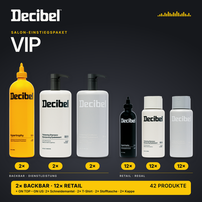 Decibel Einstiegspaket VIP – 42 Produkte plus doppeltes Salon-Merch